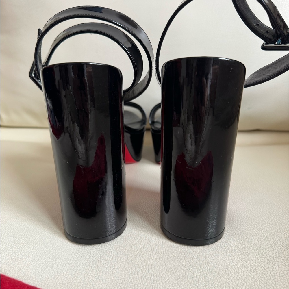 SOLD!Christian Louboutin Black Platform patent leather Heel Sandals - Picture 12 of 16